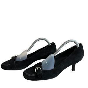 Stuart Weitzman Black Suede Leather Heels with Buckle Size: 10M